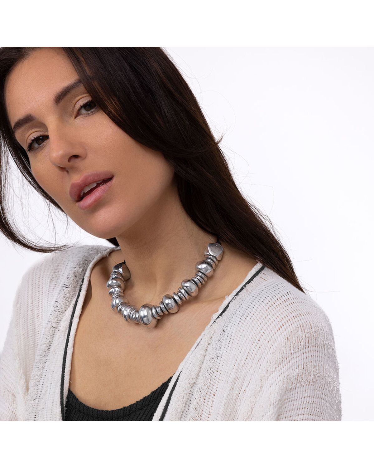 COLLIER COURT BOULES PLATES ET RONDELLES