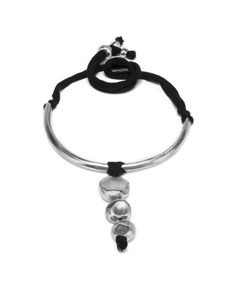 al24101COLLANA JERSEY NOIR 3 PEPITE RONDE AL24101