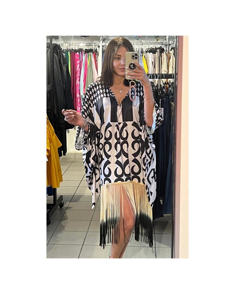 Black and White Fringes Tunic