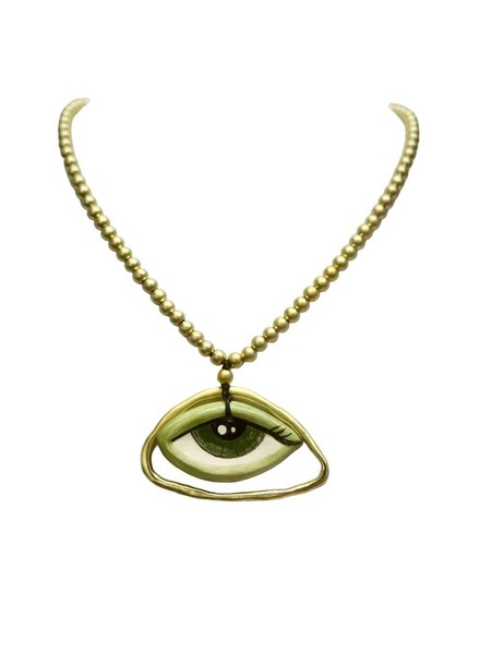 Ceramic Eye Gold Plated Necklace