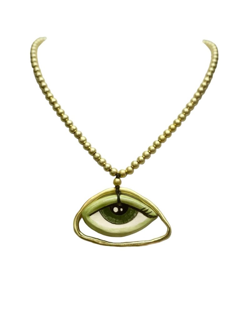 Ceramic Eye Gold Plated Necklace