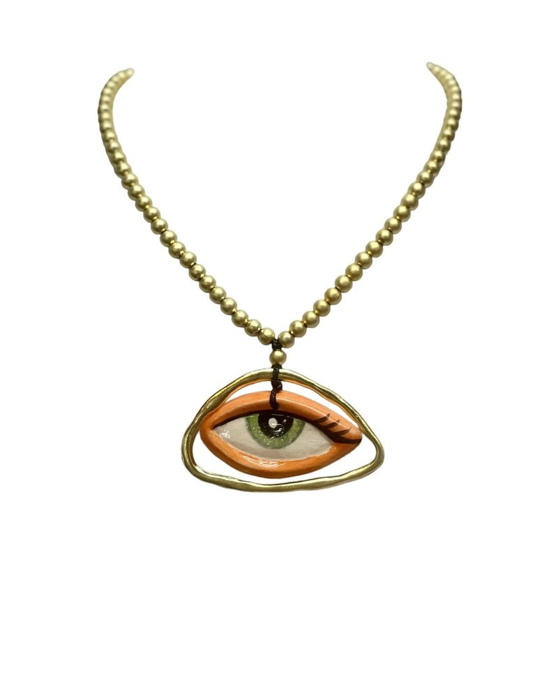 Ceramic Eye Gold Plated Necklace