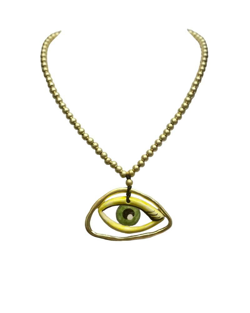 Ceramic Eye Gold Plated Necklace