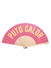 Hand fan "puto calor" pink and yellow