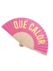 Hand fan "que calor" pink and yellow