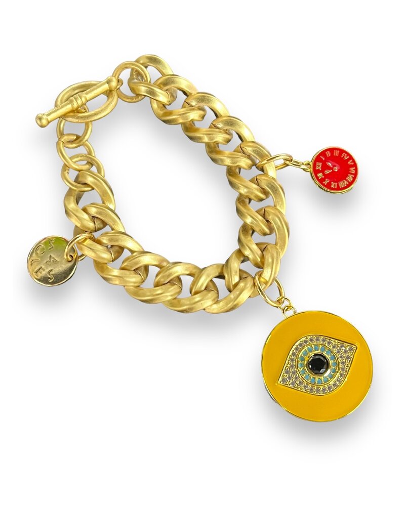 Big yellow Eye gold  plated bracelet