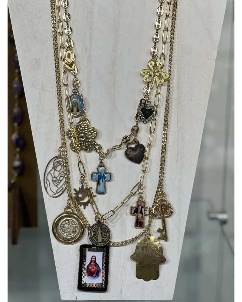 Religious multi layers necklace