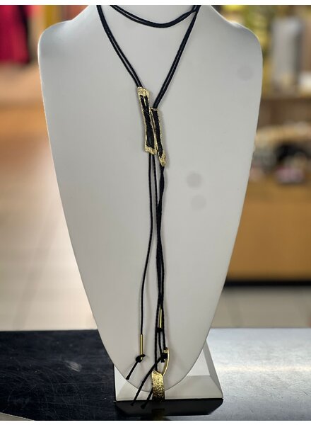 Black  Long & adjustable-in-length  Brass necklace