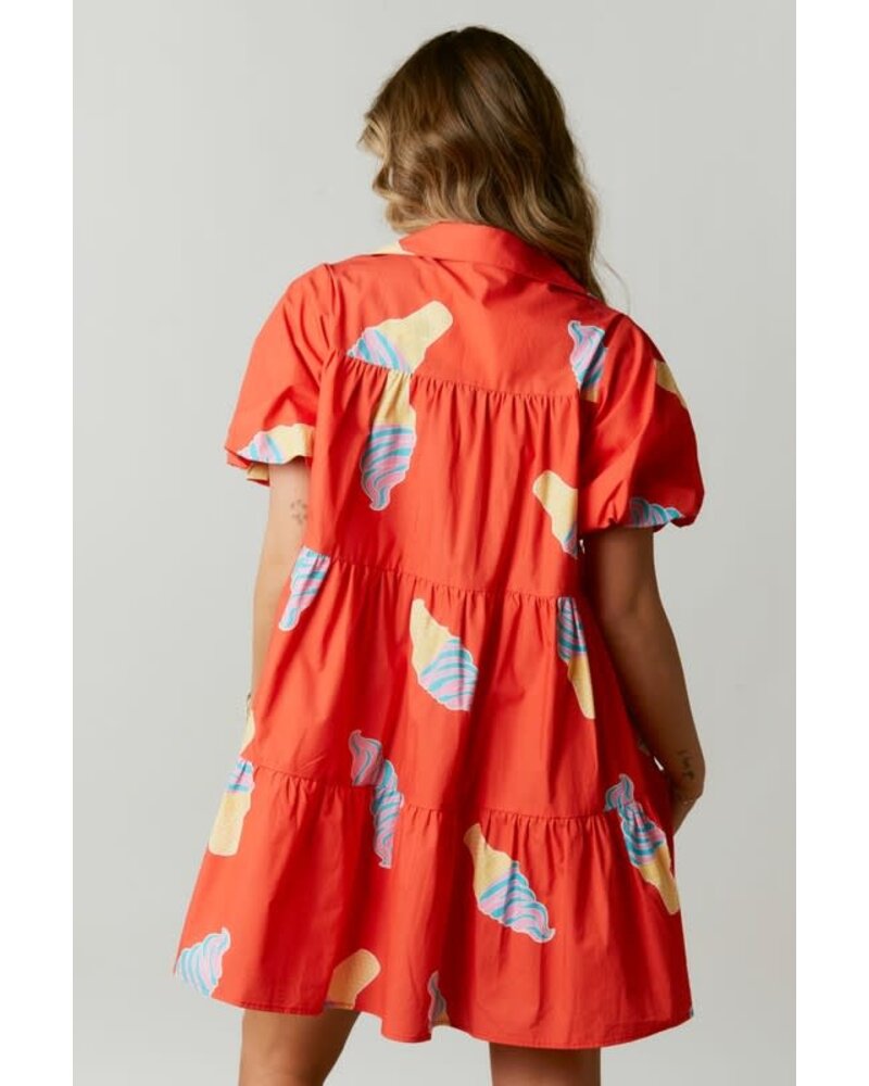 ICE CREAM PRINT POPLIN SHIRT DRESS