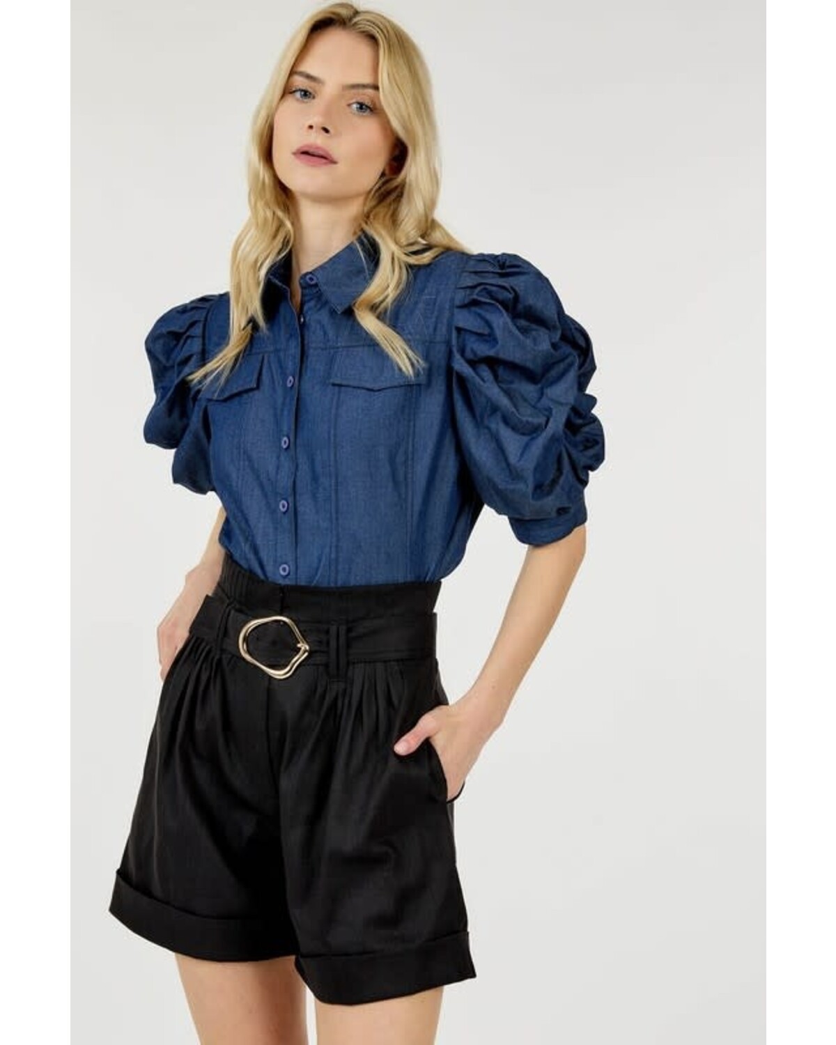 High waisted shorts with belt online