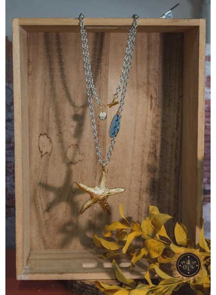 4 Soles Two Tone  Star Fish Necklace