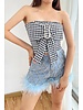 All Over Print Bowknot Tweed Tube Top
