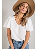 V-NECK PUFF SLEEVE BLOUSE TOP