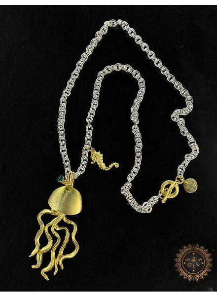 4 Soles Two Tone Jellyfish Necklace