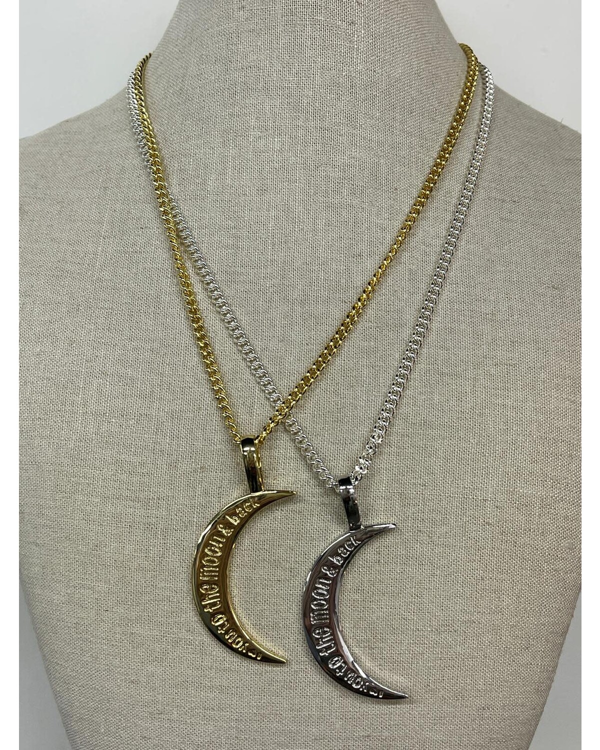 love you to the moon & back, silver or gold plated 18"