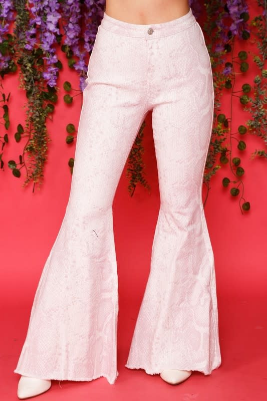 Printed bell bottom jeans deals