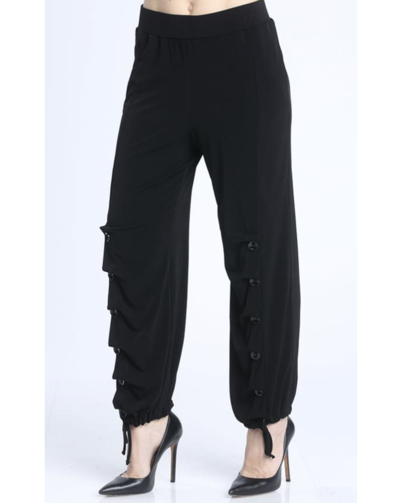 Button Detailed Comfy Pants Black