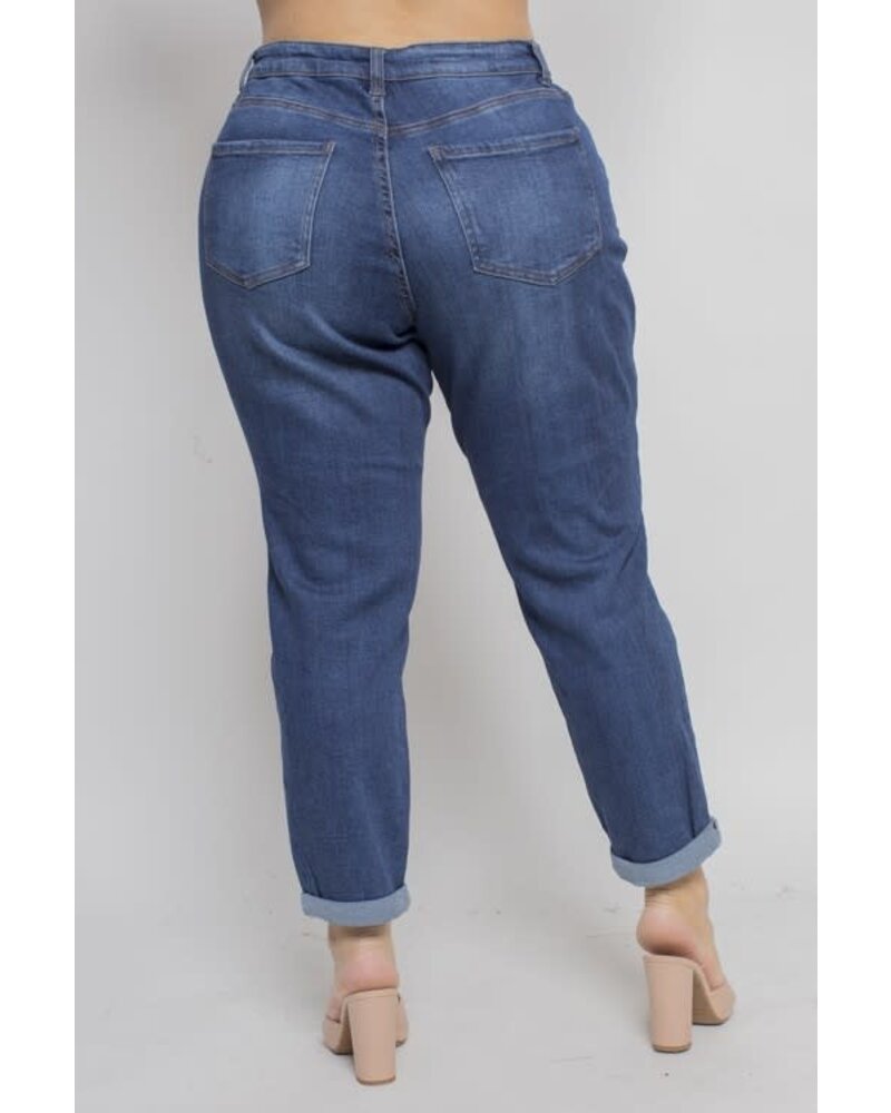 PLUS SIZE HIGH WAISTED CUFFED MOM JEANS