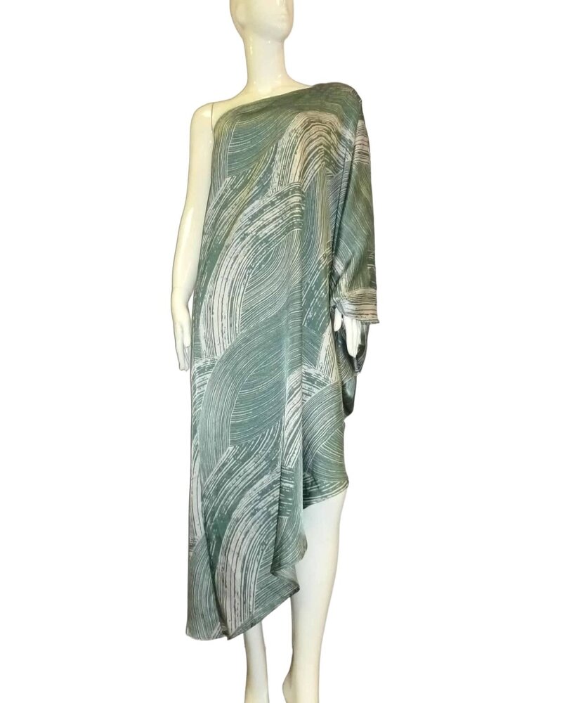 Asymmetrical Satin Print One Shoulder dress