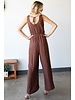 CROCHET LACE TRIM BODICE TIE BACK SLIT JUMPSUIT