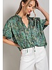 PLUS TIE FRONT SHORT SLEEVE BLOUSE TOP