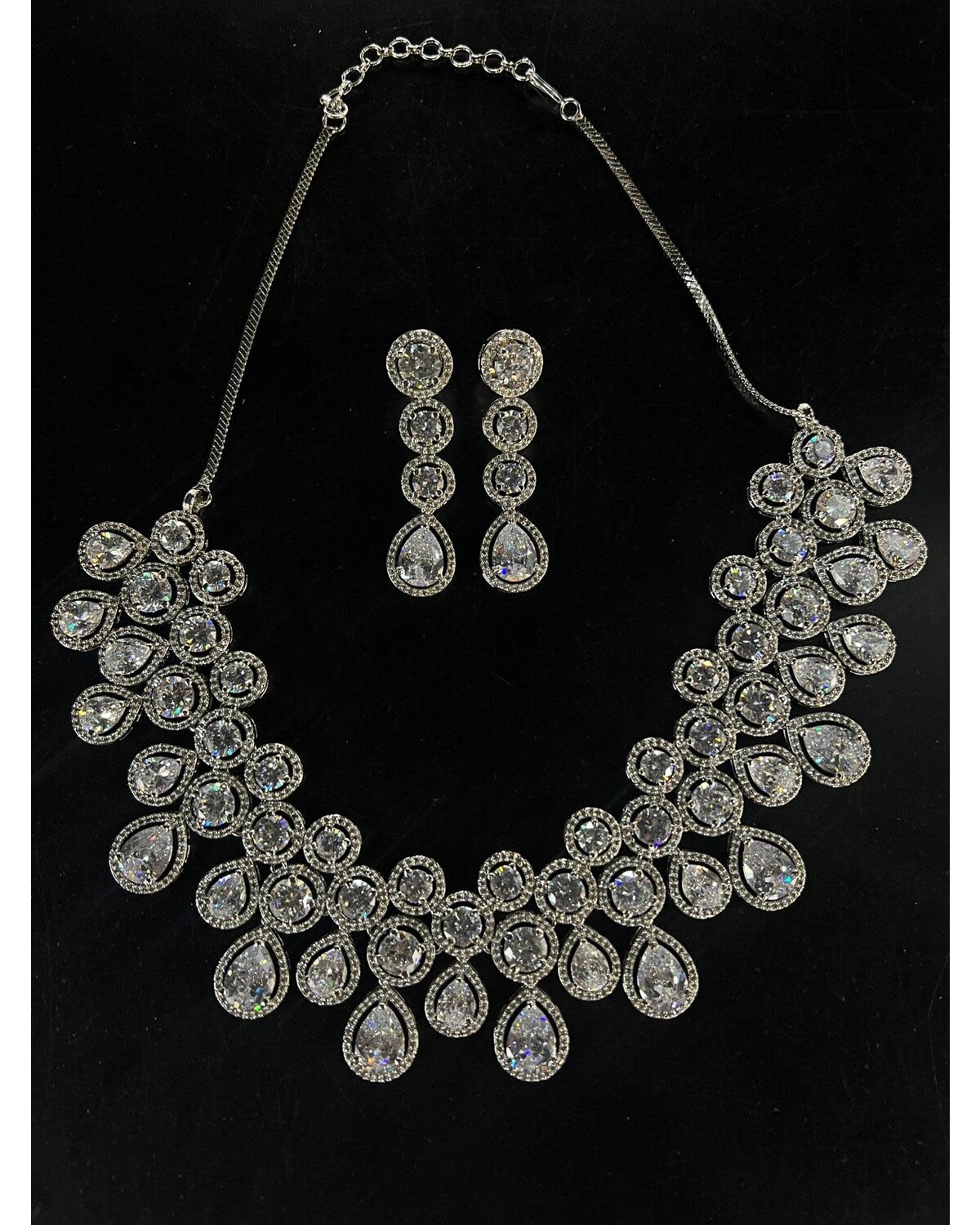 Silver Crystals Necklace and Earrings