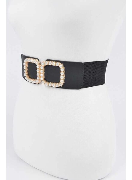 Pearl Buckle Plus Size Elastic Belt