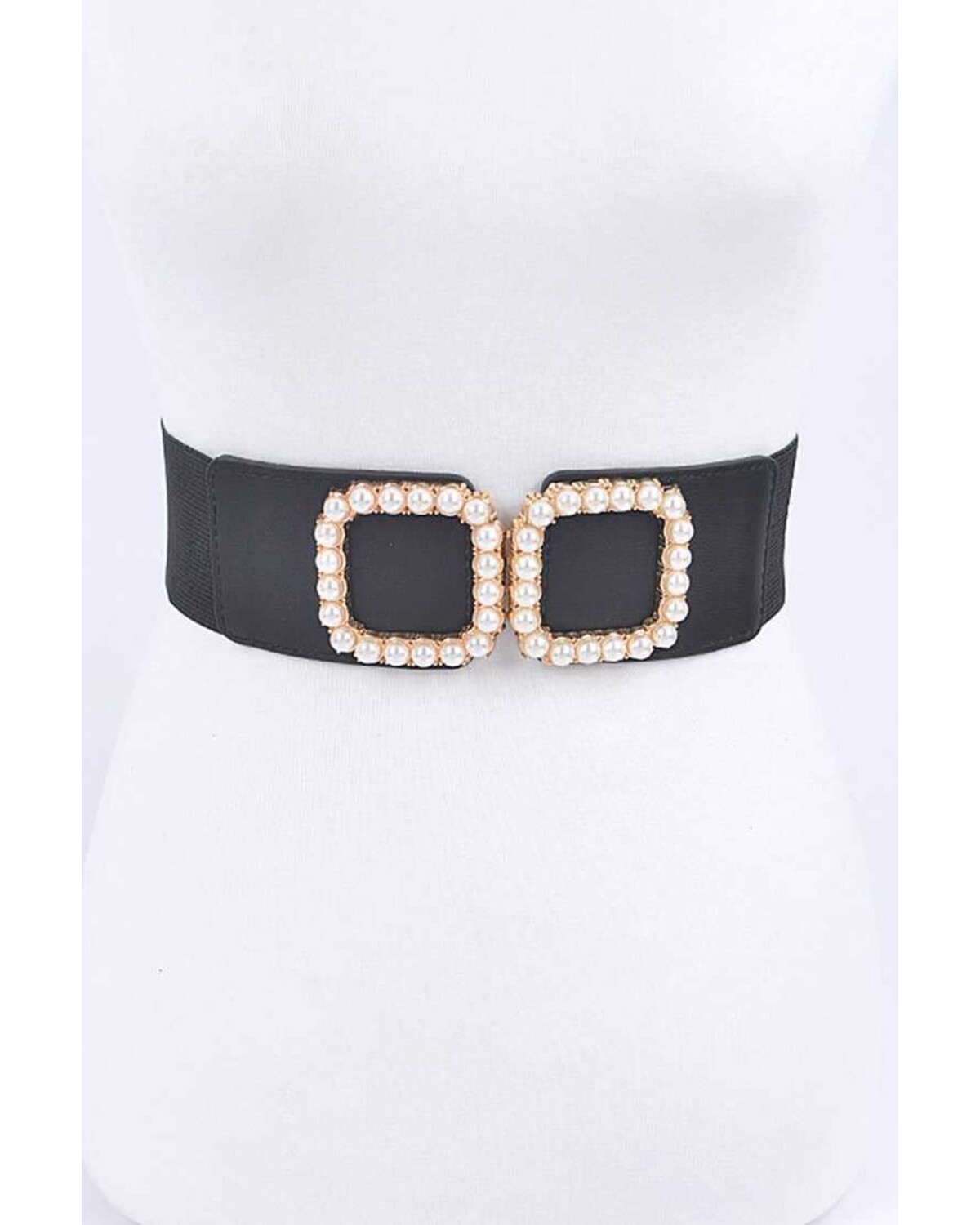 Pearl Buckle Plus Size Elastic Belt