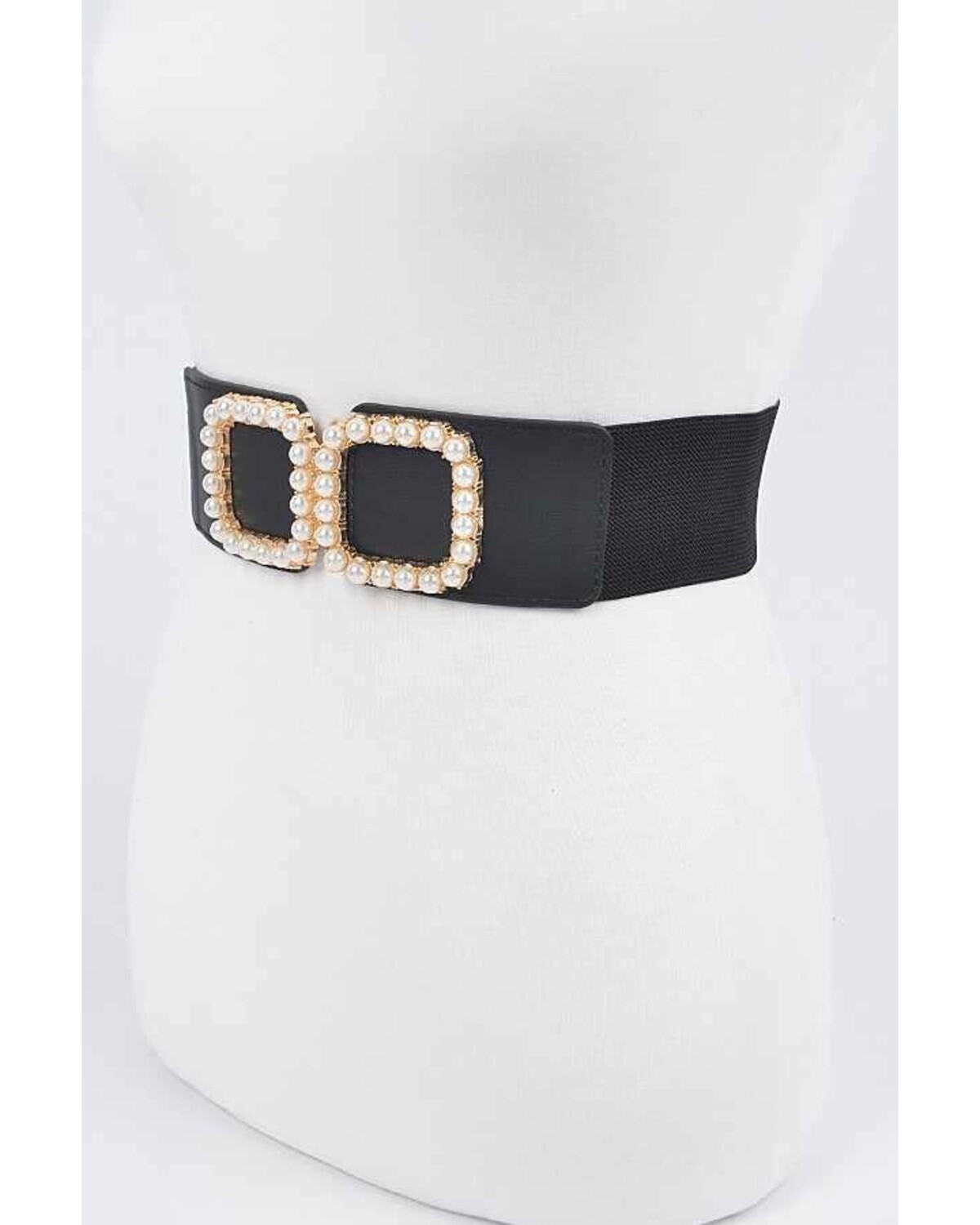 Pearl Buckle Plus Size Elastic Belt