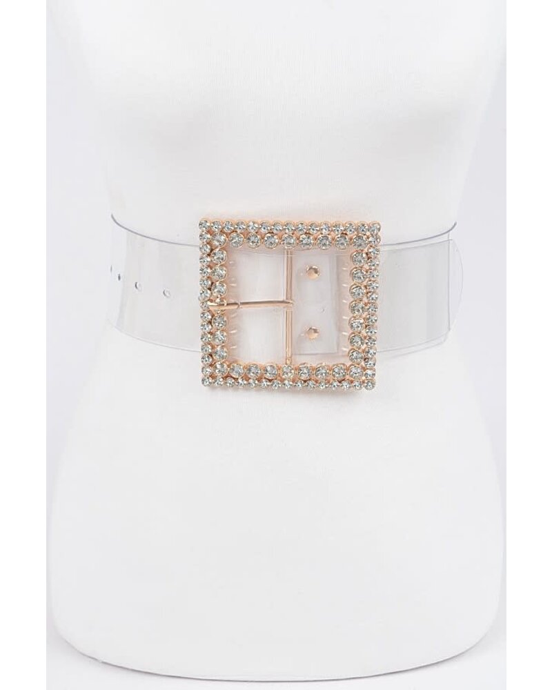 Multi Rhinestone Buckle Clear Belt