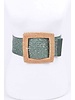 Bamboo Square Buckle Faux Straw Elastic Belt