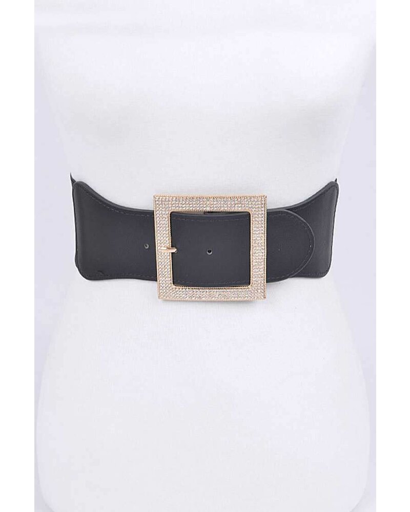 Crystal Pave Square Buckle Elastic Belt(more Colors)