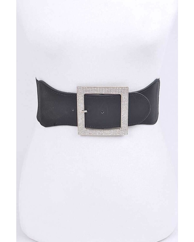 Crystal Pave Square Buckle Elastic Belt(more Colors)