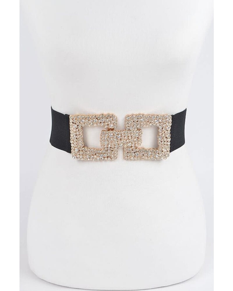 Rhinestone Buckle Elastic Belt