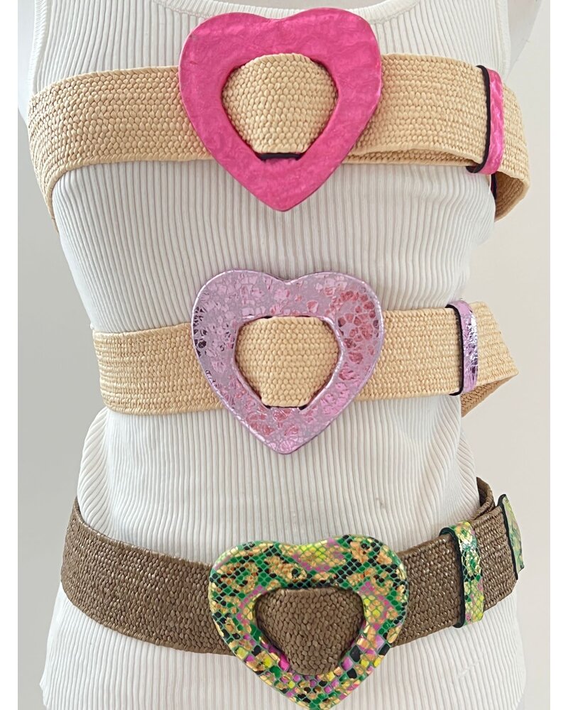 Leather Big Heart Elastic Belt