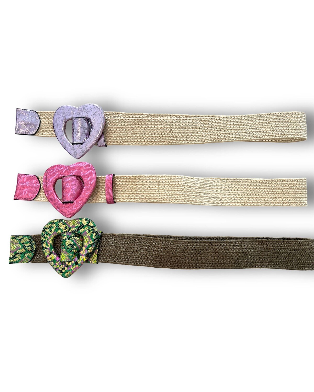 Leather Big Heart Elastic Belt