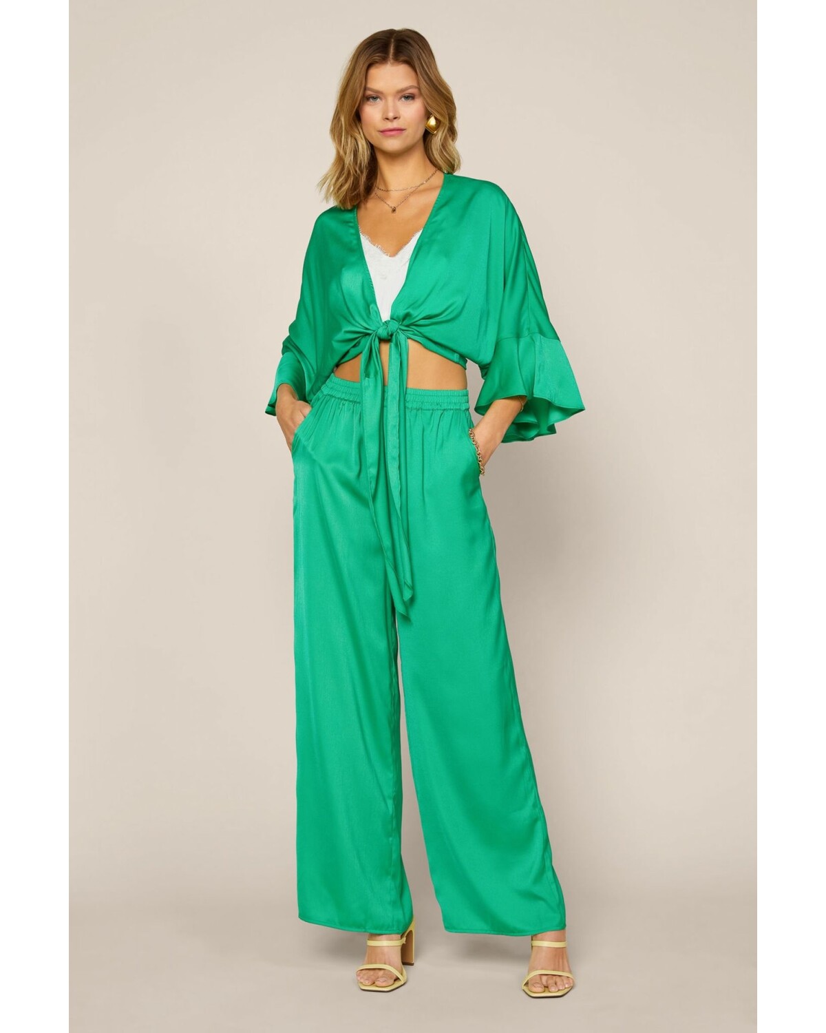 xs Satin Crop Top Set