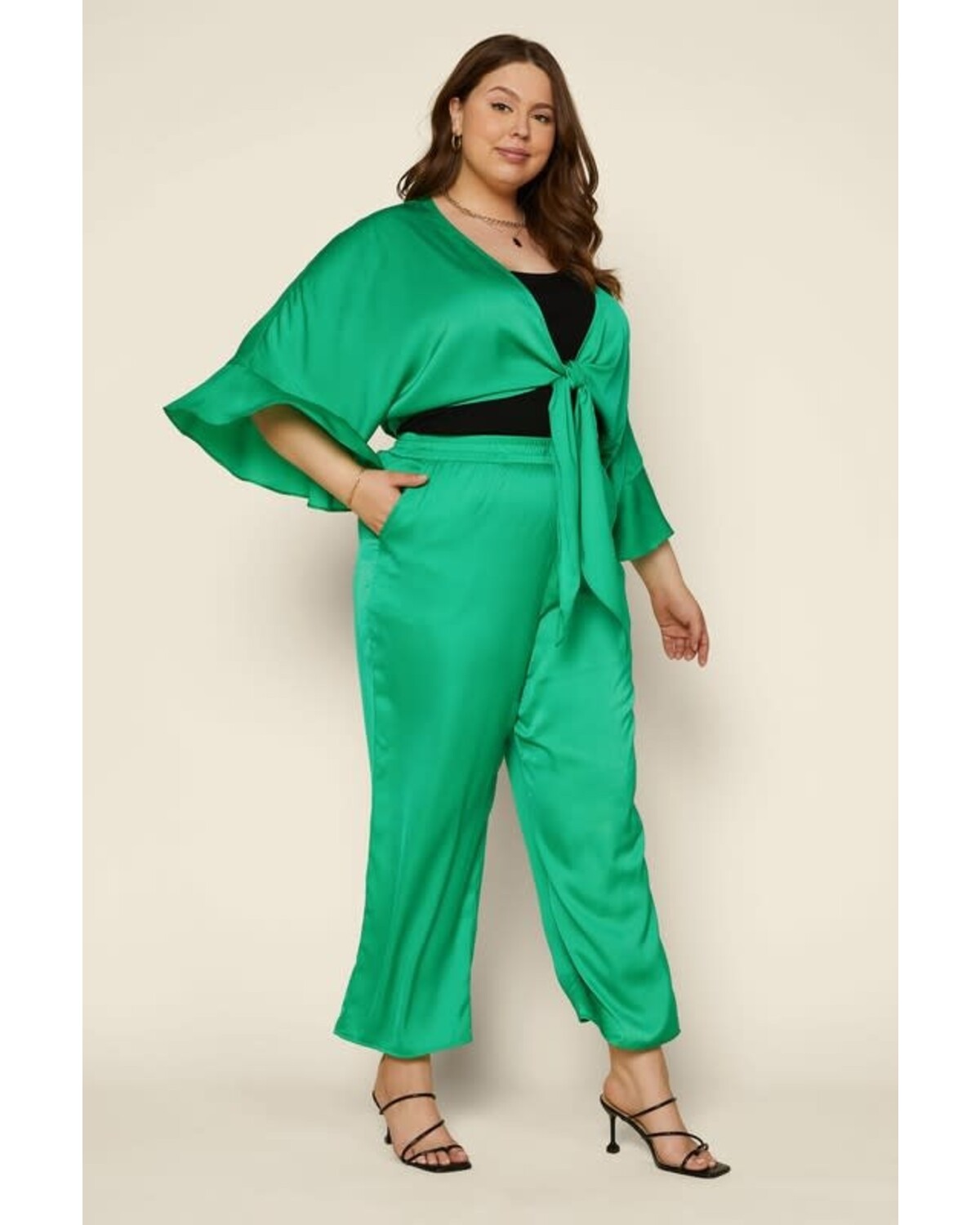 xs Satin Crop Top Set