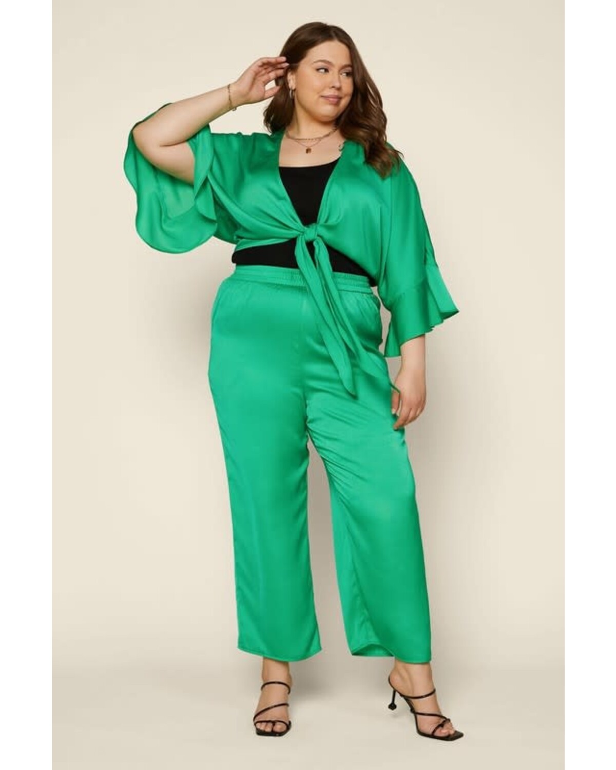 xs Satin Crop Top Set