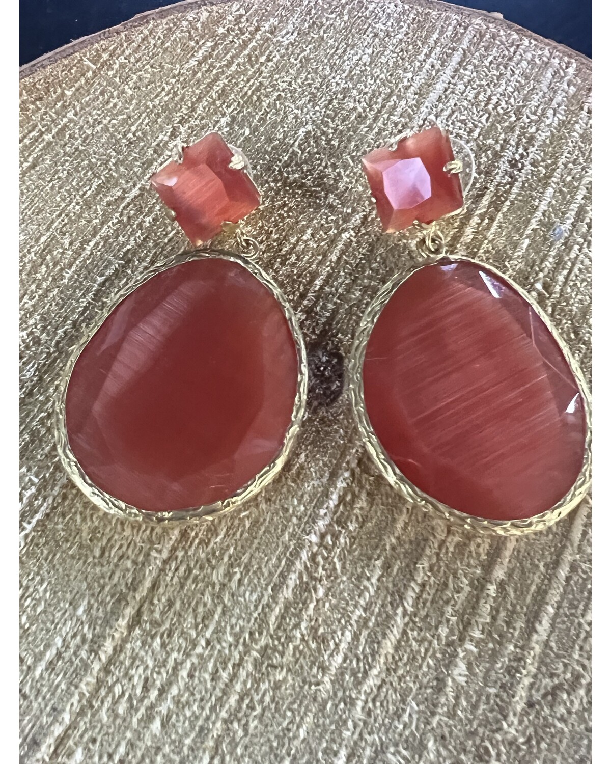 Orange cat eye ring/ earrings