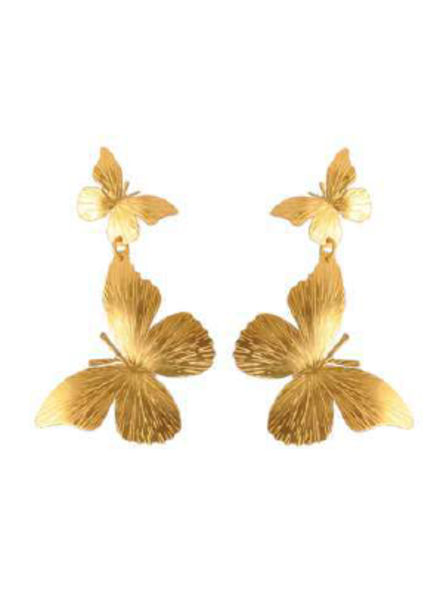 Arete largo mariposas Renacer doradas