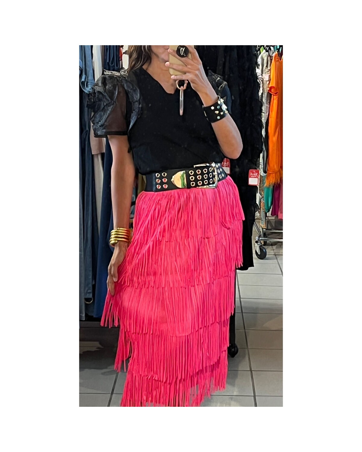 SHIMMY SHIMMY SKIRT (PINK, BLK)