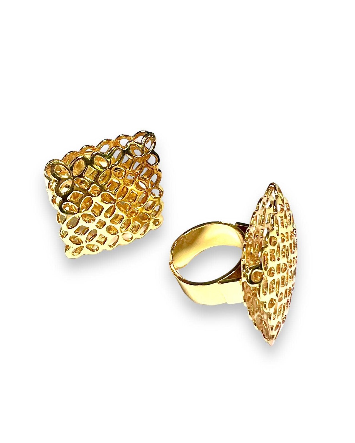 Square 18k Gold Plated Ring adjustable