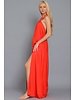 HALTER AND CF NECK TRIM DETAIL BACKLESS MAXI DRES