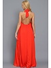 HALTER AND CF NECK TRIM DETAIL BACKLESS MAXI DRES
