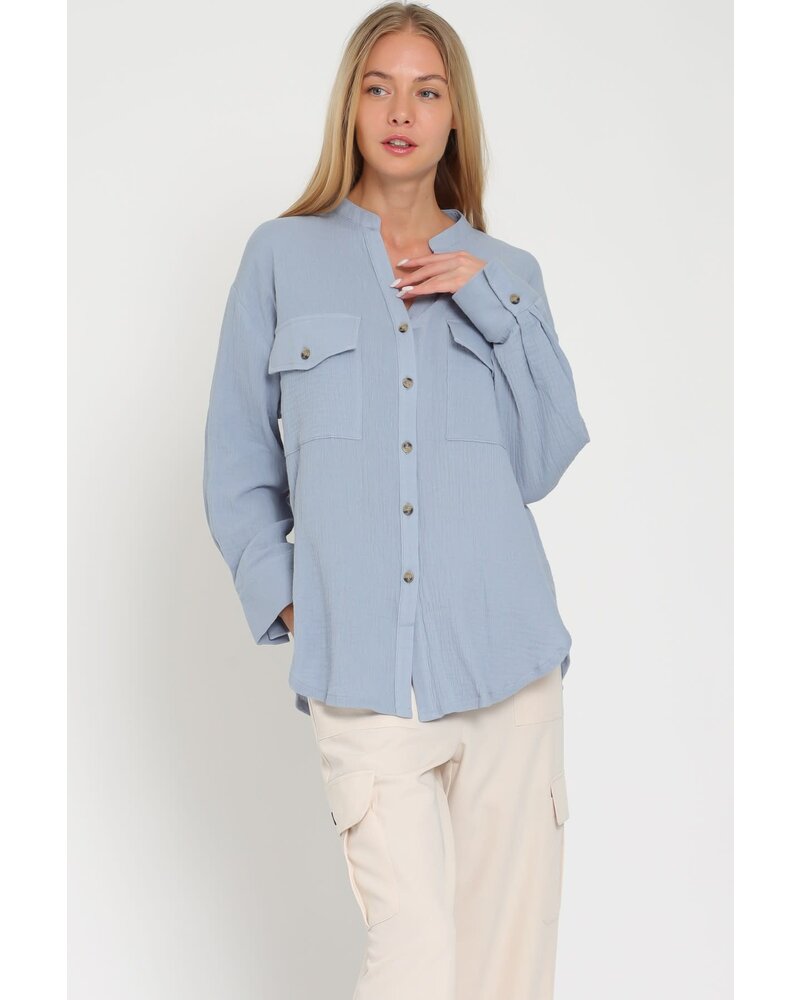 LONG SLEEVE THE POCKETS BUTTON DOWN SHIRT TOP