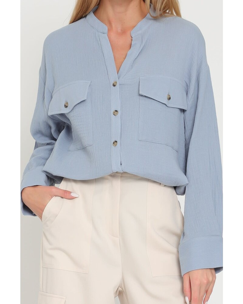 LONG SLEEVE THE POCKETS BUTTON DOWN SHIRT TOP