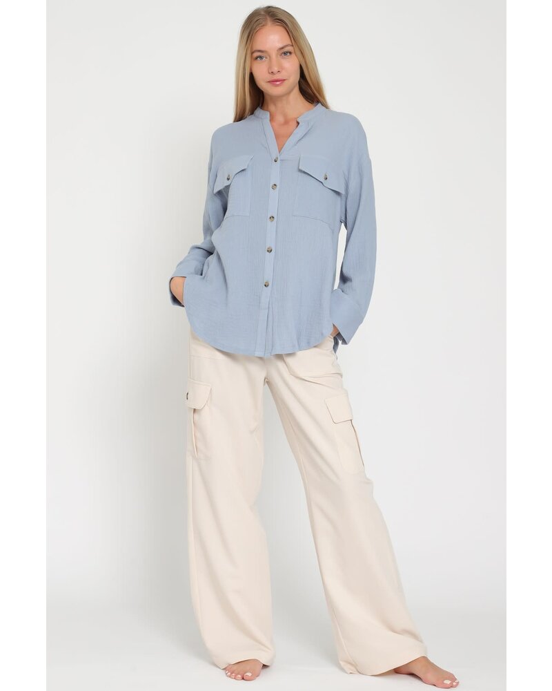 LONG SLEEVE THE POCKETS BUTTON DOWN SHIRT TOP