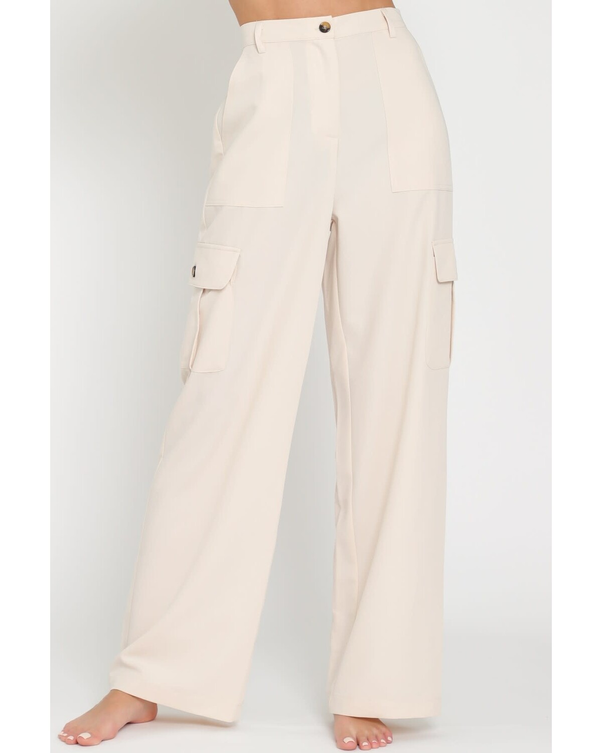HIGH WAISTED CARGO LONG PANTS