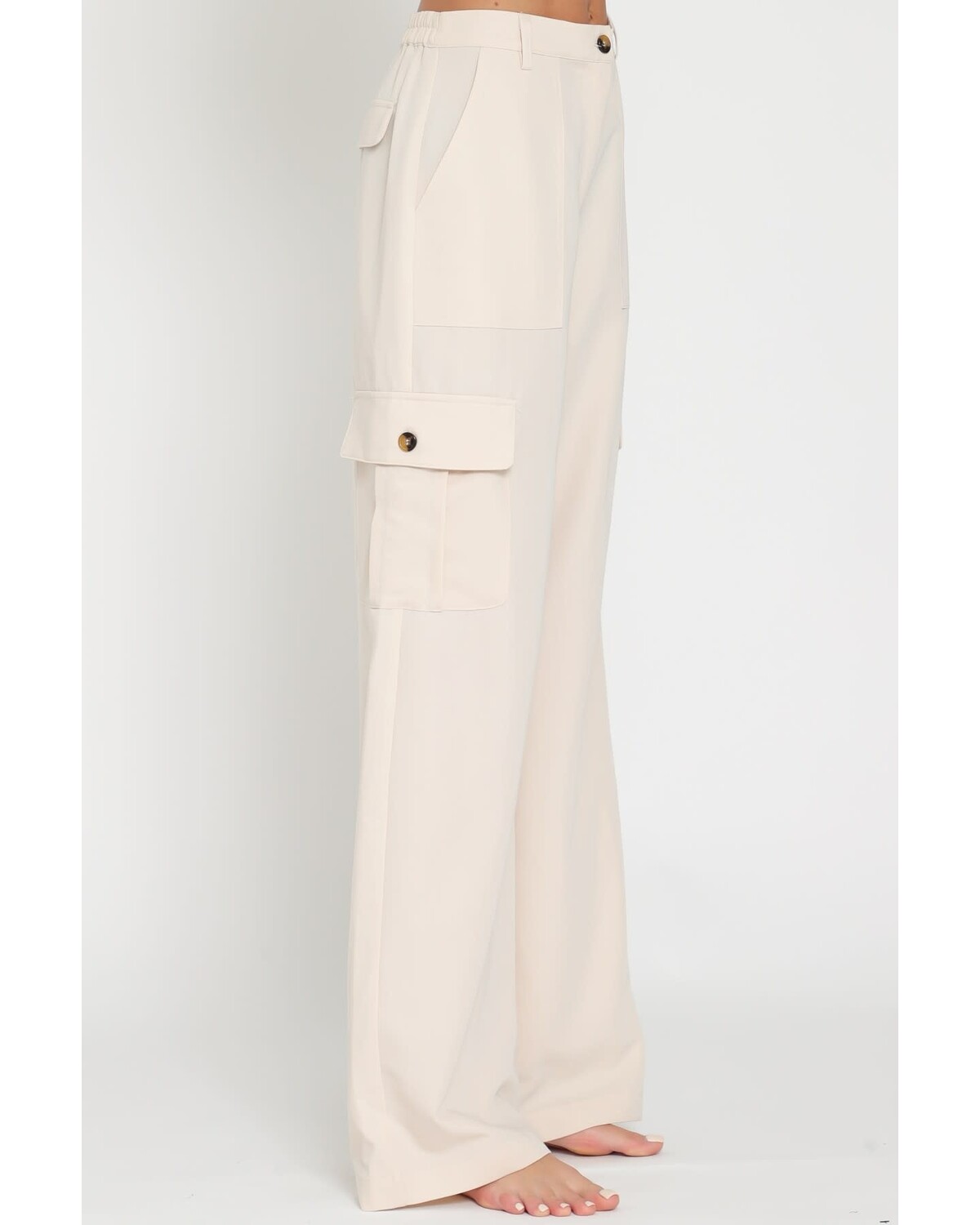 HIGH WAISTED CARGO LONG PANTS